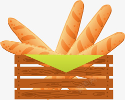 长面包手绘篮子里的面包矢量图高清图片