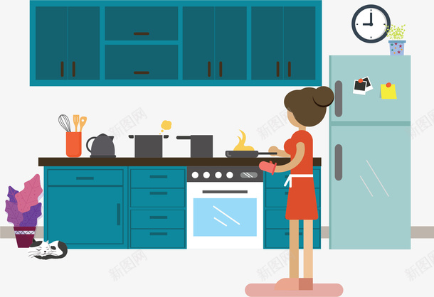 厨房里辛苦做饭的妈妈png免抠素材_新图网 https://ixintu.com 做饭 做饭的妈妈 厨房 厨房做饭 矢量png 辛苦的妈妈