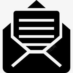 打开文档邮件打开信封信回黑色符号图标高清图片