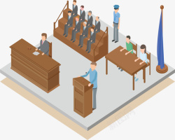 法庭卡通立体模型模拟法庭矢量图高清图片