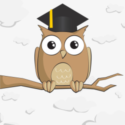 毕业证戴学士帽的猫头鹰矢量图图标高清图片