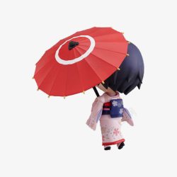 撑伞在雨中陶瓷玩偶高清图片
