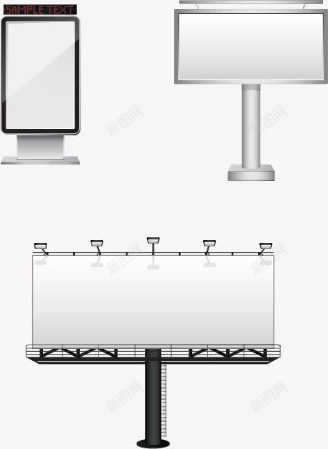 户外广告牌矢量图ai免抠素材_新图网 https://ixintu.com 射灯 广告 广告牌 户外广告牌 矢量图