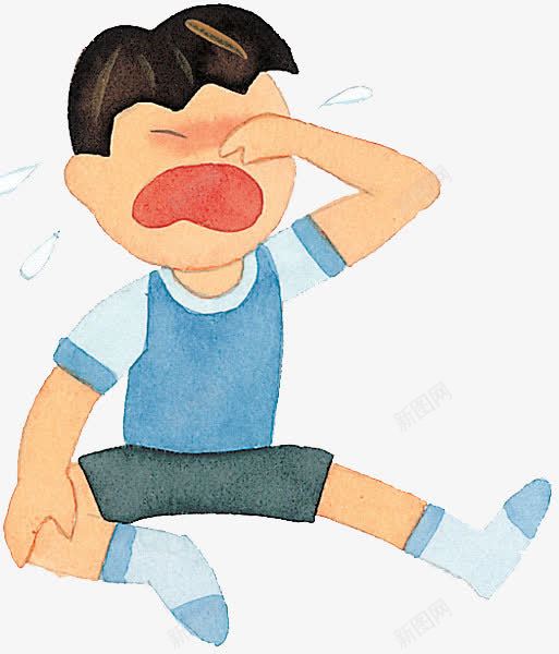 卡通哭泣的男孩png免抠素材_新图网 https://ixintu.com 卡通 哭小孩 哭泣的男孩 坐在地上的男孩 悲伤 揉眼睛 泪珠 眼泪