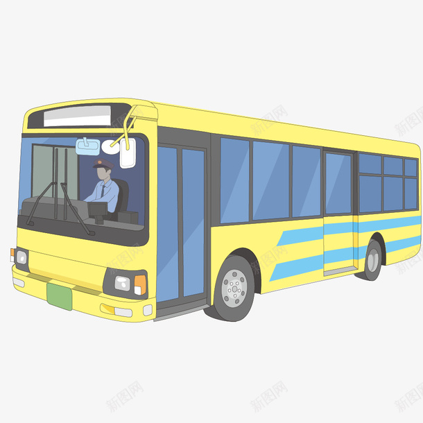 卡通版黄色的公交车png免抠素材_新图网 https://ixintu.com 公交车 公交车卡通画 卡通手绘 汽车 装饰图 车辆 驾驶员