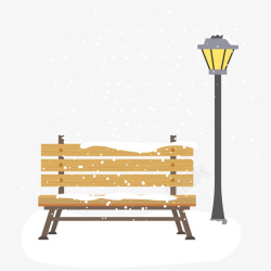 手绘座椅新年手绘冬天公园下雪座椅矢量图高清图片
