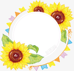 六月节手绘丰收节向日葵边框矢量图高清图片
