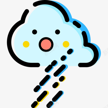 蓝色手绘圆弧暴雨天气元素矢量图图标图标
