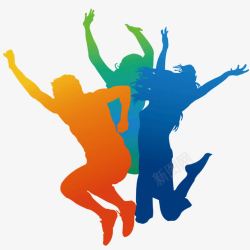 跳跃色彩五四青年节跳跃的炫彩人物插图高清图片