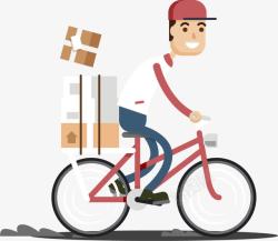 单车外卖员骑自行车送快递高清图片