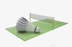 绿色羽毛球羽毛球场模型高清图片