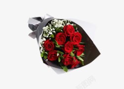 高端礼物9枝红玫瑰鲜花花束高清图片