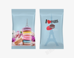 包装袋质感创意马卡龙饼干铁塔包装袋高清图片