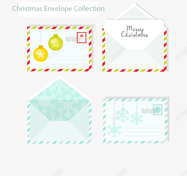 信封组合矢量图ai免抠素材_新图网 https://ixintu.com 免扣png 免扣png素材 免费png素材 四张信封 圣诞信封 节日信件 矢量图
