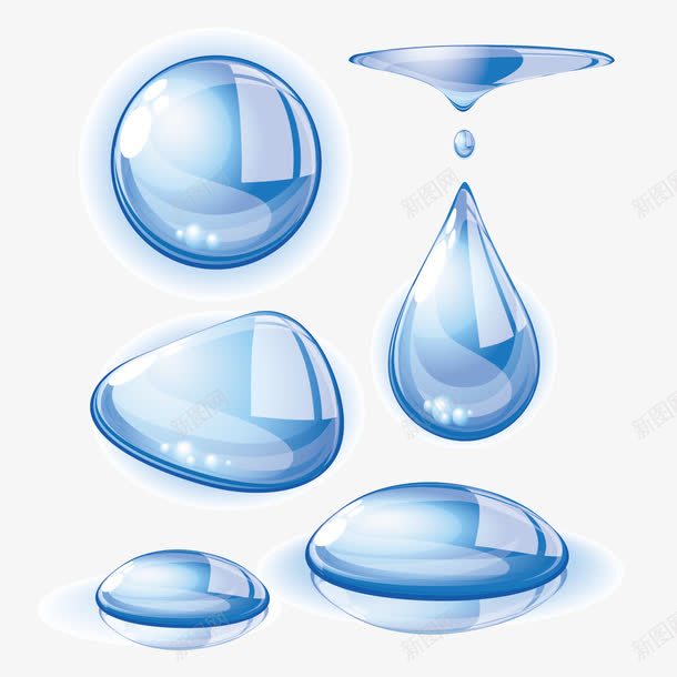 形状各异水珠png免抠素材_新图网 https://ixintu.com 形状 水滴 水滴型 水珠 玻璃水珠 蓝色