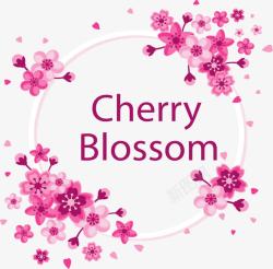 樱花花环粉红樱花装饰边框高清图片