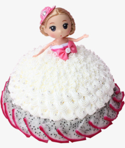 奶油糖粉色芭比娃娃造型蛋糕高清图片