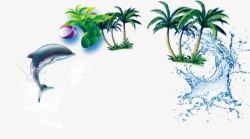 简洁海豚球海豚椰子树海水球高清图片