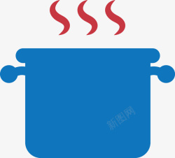 小锅PNG冒着热气的蓝色小锅图高清图片