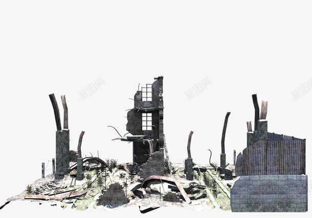 废墟png免抠素材_新图网 https://ixintu.com 复古 废墟 建筑 战争废墟 残破 破旧