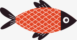 海洋哺乳动物可爱卡通黑头红身鱼矢量图高清图片