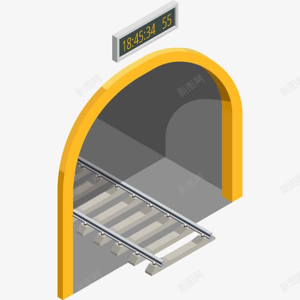 卡通隧道png免抠素材_新图网 https://ixintu.com png图形 png装饰 卡通 桥洞 装饰 轨道 隧道