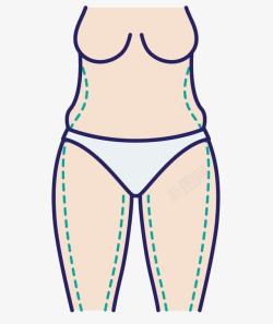 瘦腰美女卡通女士腹部线条高清图片