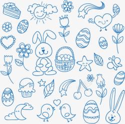 小兔子与彩蛋手绘可爱元素高清图片