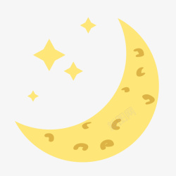 黄昏夜景素材黄色月亮卡通图标矢量图高清图片