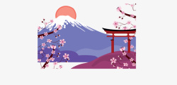 日本旅游美丽樱花矢量图素材
