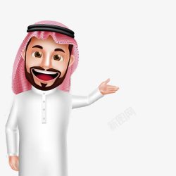 动漫卡通人物欢迎手势卡通阿拉伯人欢迎手势高清图片