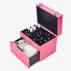 分格收纳盒粉色美甲彩妆盒高清图片
