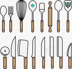 刀具工具手绘厨房用品矢量图高清图片