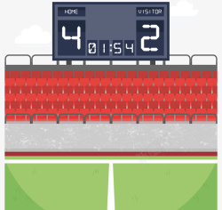 足球场足球网足球看台上的计分板矢量图高清图片