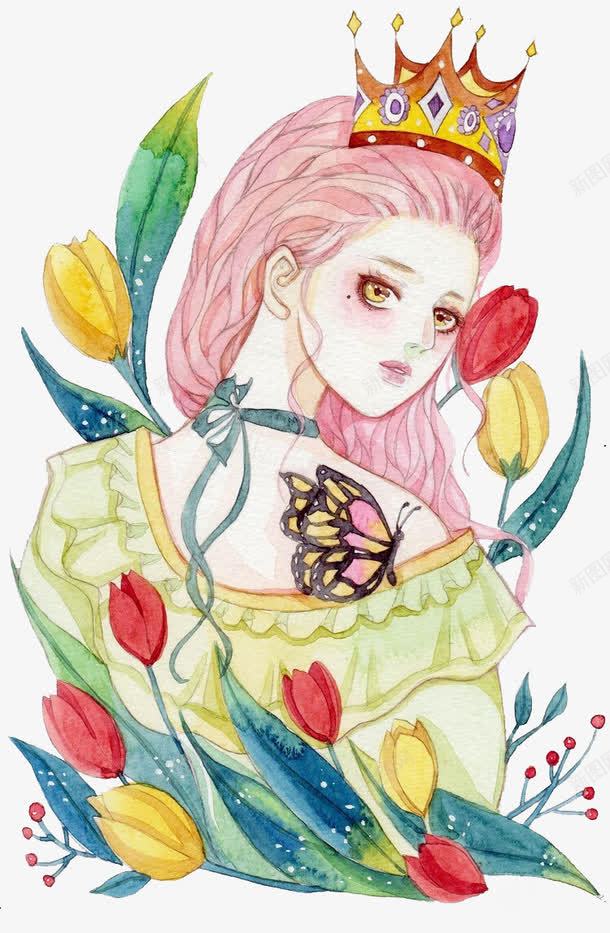 带皇冠的女王png免抠素材_新图网 https://ixintu.com PNG图形 PNG装饰 queen 女王 手绘 蝴蝶 装饰