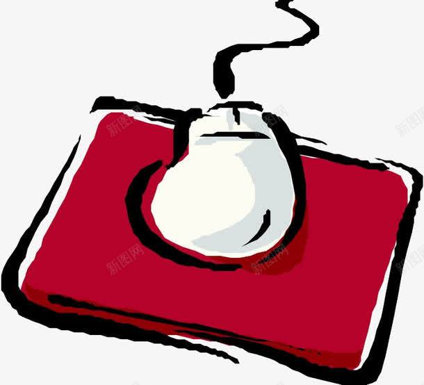 手绘鼠标与鼠标垫png免抠素材_新图网 https://ixintu.com 手绘制作 简单手绘 简笔画 红色垫子