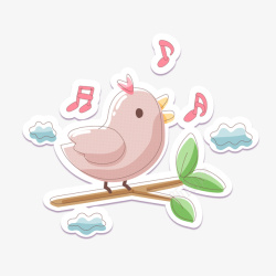 创意歌唱的鸟儿贴纸素材