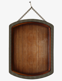 竖纹双深棕色镶边挂着的木板实物高清图片