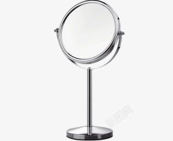 照镜子的女生圆形的梳妆镜子高清图片