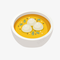 美味浓汤黄色丸子汤手绘矢量图高清图片