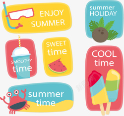 假期标签矢量图6款创意夏季假期标签矢量图高清图片