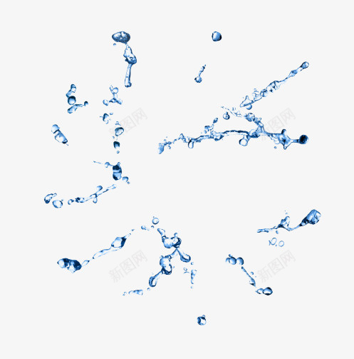 四面飞溅的水珠png免抠素材_新图网 https://ixintu.com 动态 水 水珠 纯水 蓝色
