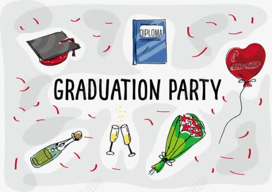 手绘涂鸦毕业party聚会元素图标图标