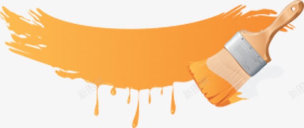 橘色漆墙刷png免抠素材_新图网 https://ixintu.com 产品实物 刷子 橘色油漆 白色笔刷 软笔刷