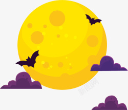 紫色黄色月球高清图片
