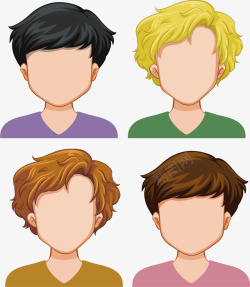 四个卡通男孩发型矢量图素材