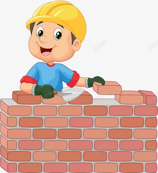 砌墙的工人png免抠素材_新图网 https://ixintu.com 农民 工人 手绘 砌墙 砖头