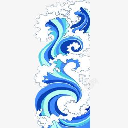汹涌的海浪卡通海蓝色波浪高清图片