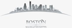 黑白剪影城市建筑剪影波士顿高清图片
