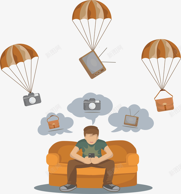 坐在沙发上想事情的人矢量图ai免抠素材_新图网 https://ixintu.com 制定计划 坐在沙发上 想事情 沙发 矢量png 降落伞 矢量图